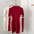 Fashion new cute solid color puff sleeve slim bottoming dresspicture19